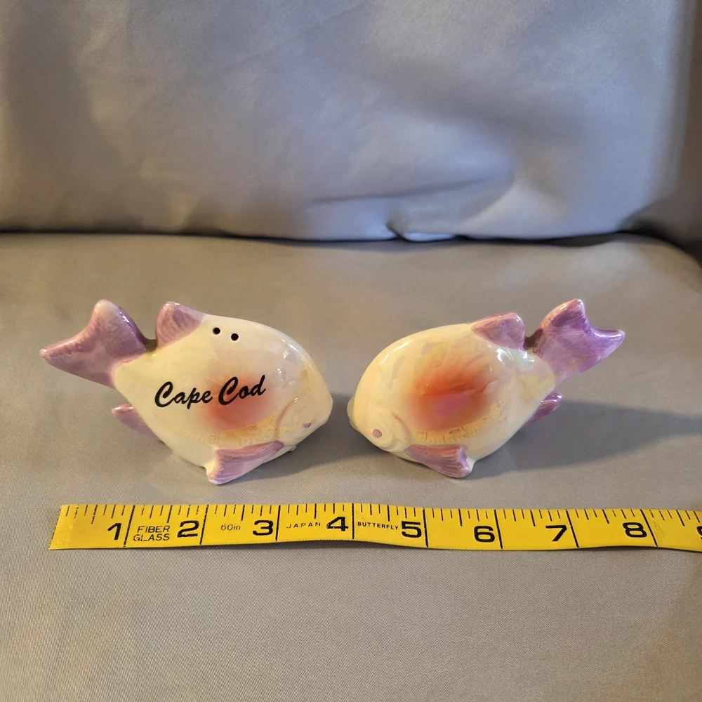 Cape Cod Fish Salt and Pepper Shakers - Purple and White